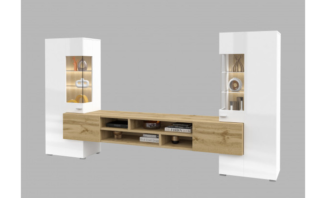 Sekcija COBY 247JMB10 Biały Połysk / Dąb Wotan